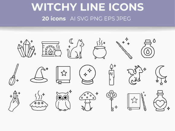 Download Witchy Aesthetic Line Icons Magical SVG - Aesthetic Collection