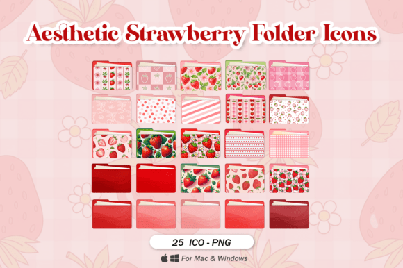 Download Aesthetic Strawberry Folder Icons - Aesthetic Collection